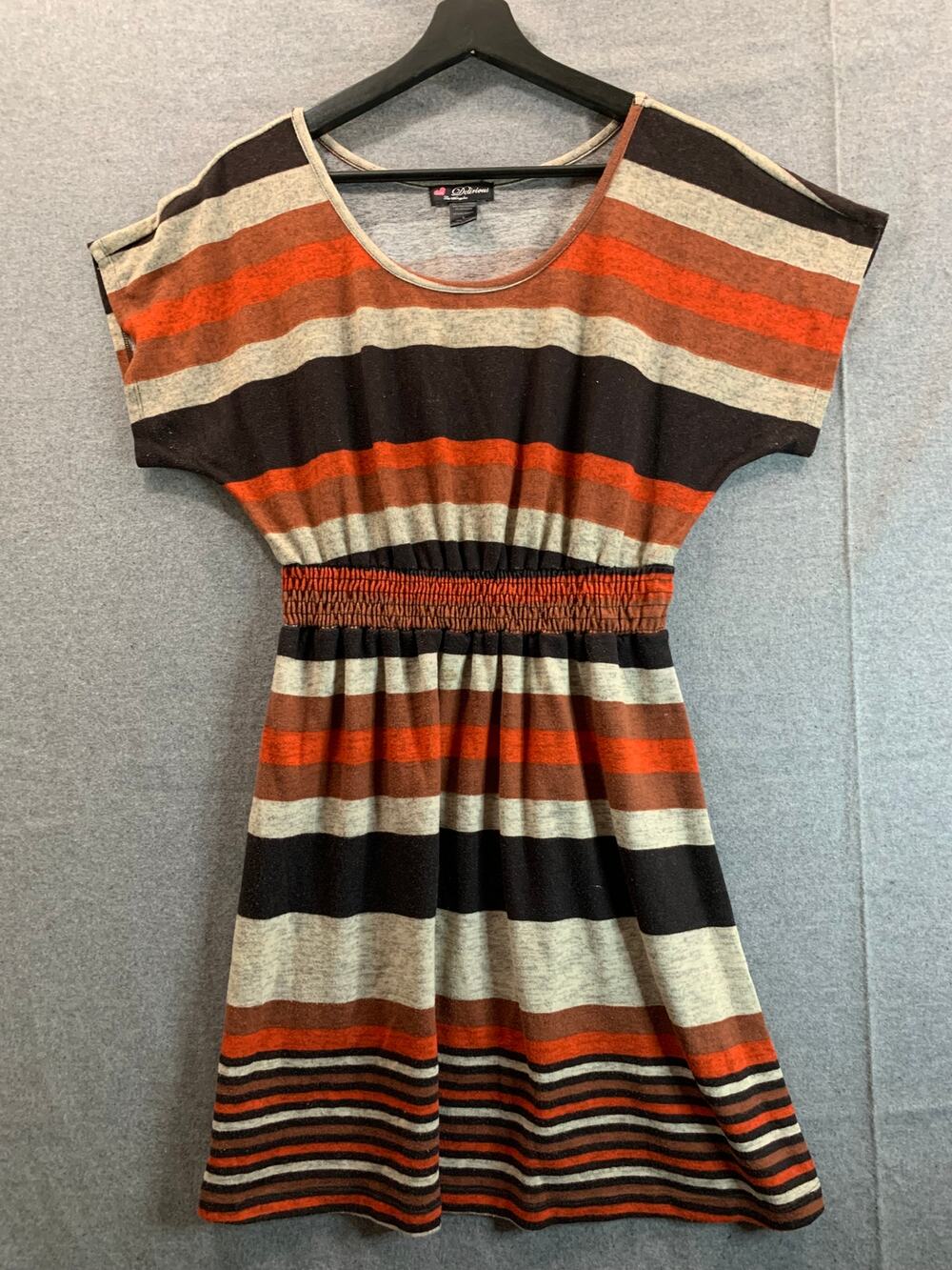 Delirious Los Angeles Striped Dress Women Large Orange Mini Dress